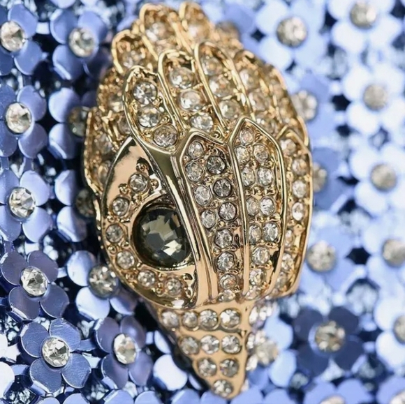 NWT Kurt Geiger London Blue Party Flower Mini Bag + Dusty - Picture 9 of 10